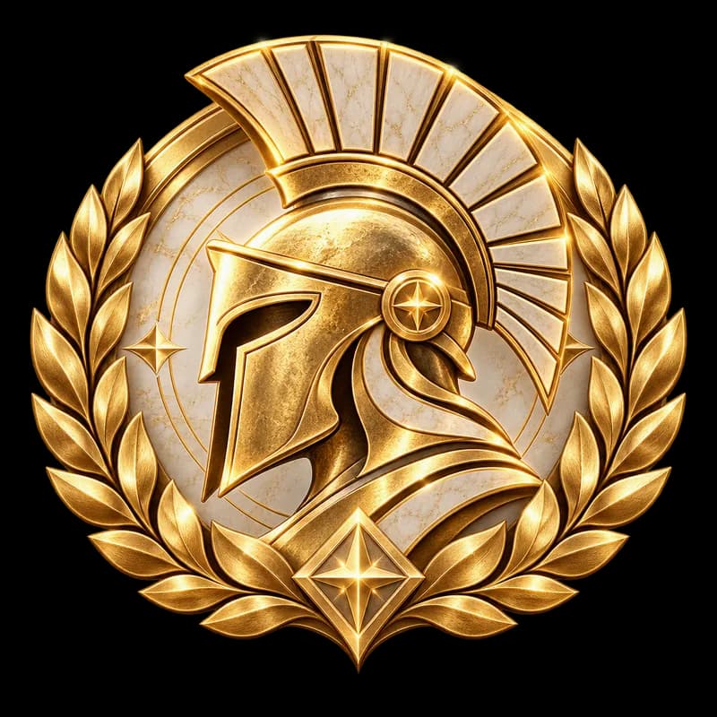 KOA identity badge: helmet in a laurel circle